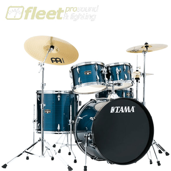 TAMA IMPERIALSTAR 5PC COMPLETE DRUM KIT - 10/12/16/14SD/22 - CYMBALS AND HARDWARE - HAIRLINE BLUE ACOUSTIC DRUM KITS