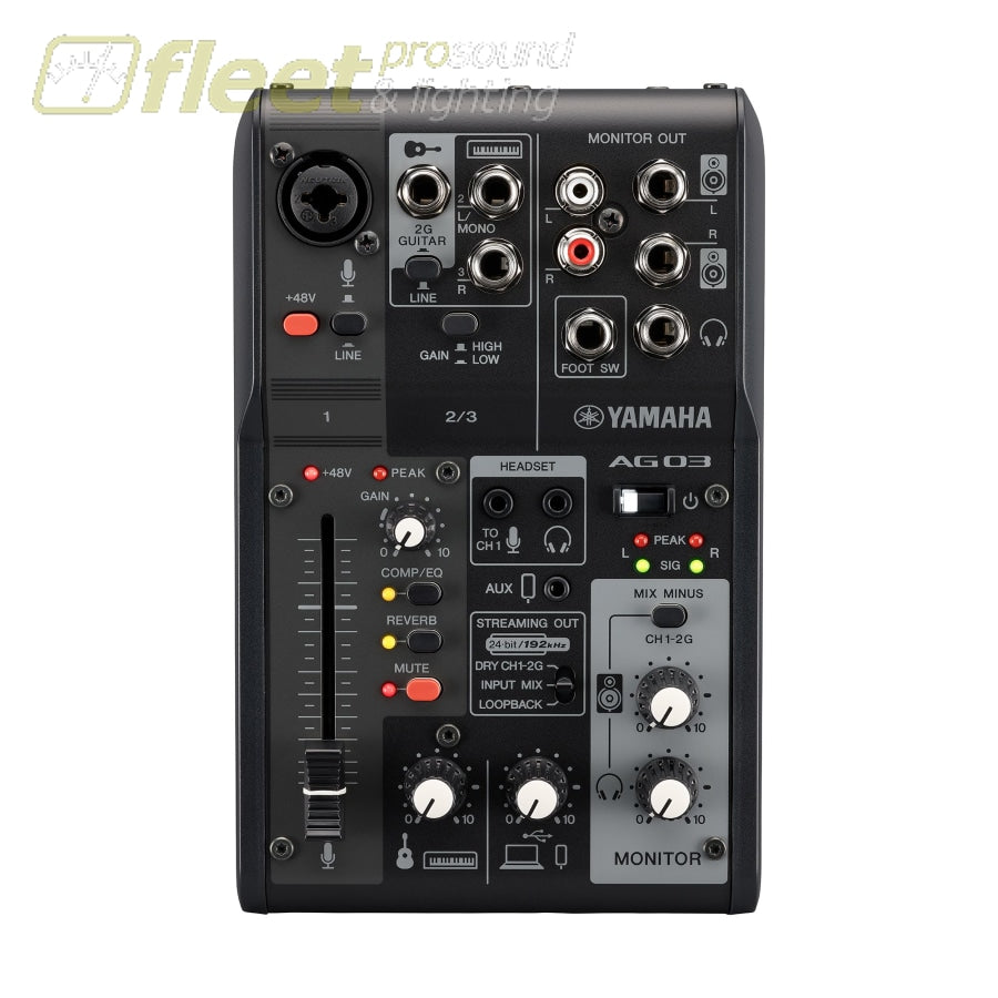 YAMAHA 3-CHANNEL LIVE STREAMING MIXER WITH USB AUDIO INTERFACE