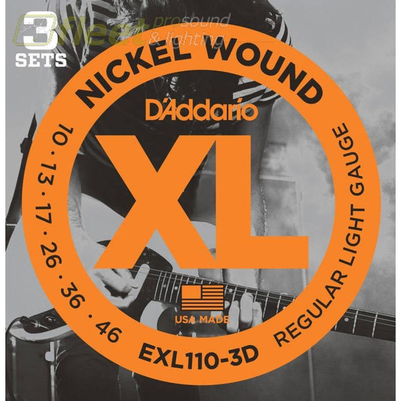 Daddario Exl110-3D Nickel Wound Electric Guitar Strings Regular Light 10-46 3 Sets Guitar Strings