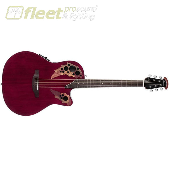Ovation CE48 Celebrity Elite Acoustic-Electric Guitar Transparent Ruby Red 6 STRING ACOUSTIC WITH ELECTRONICS