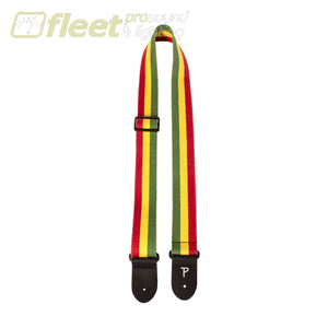 Perri’s Leather CWS20-6531 2” GREEN /YELLOW /RED STRIPED JAMAICAN DESIGN COTTON GUITAR STRAP STRAPS