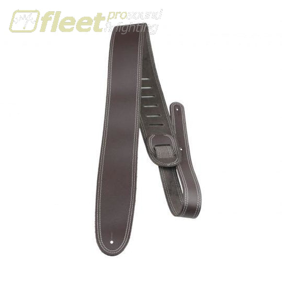 Perri’s Leather P25ST-174 2.5’ Double Stitched Guitar Strap - Brown STRAPS