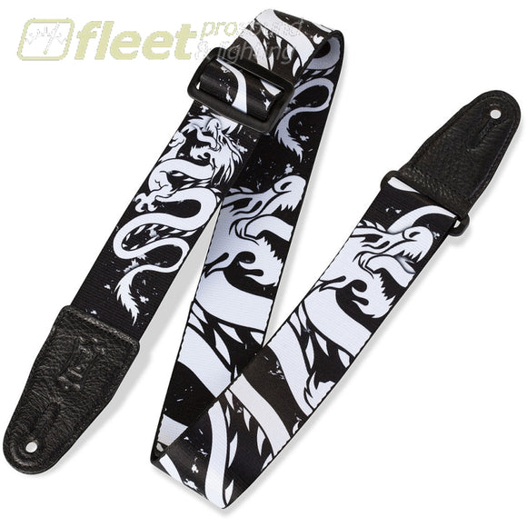 Levys MPD2-013 2’’ Polyester Sublimation-Printed Guitar Strap Adjustable To 65’’ – White Dragon Design STRAPS