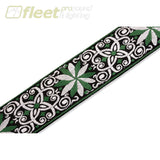 Levys M8HT-11 Floral Green & White Motif 60’s 2’’ Wide Hootenanny Jacquard Weave Guitar Strap With Polypropylene Backing STRAPS