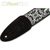 Levys M8HT-11 Floral Green & White Motif 60’s 2’’ Wide Hootenanny Jacquard Weave Guitar Strap With Polypropylene Backing STRAPS