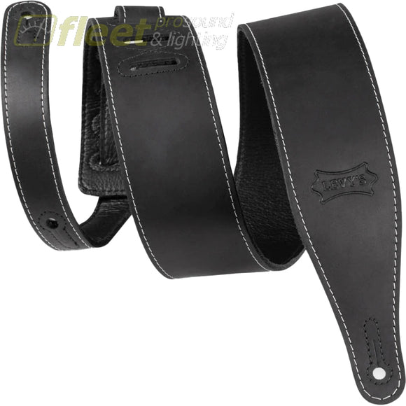 Levys M17BAS-BLK Like Butter Series Pull-Up 2.5’’ Wide Leather Guitar Strap - Distressed Black STRAPS