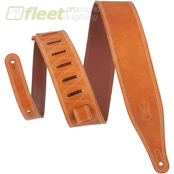 Levys M17BDS-TAN Like Butter Series Garment 2.5’’ Wide Leather Guitar Strap - Double Stitched Tan STRAPS