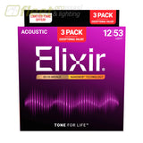 Elixir - 3-Pack 80/20 Bronze Acoustic Guitar Strings with NANOWEB Technology - 12/53 - Light GUITAR STRINGS