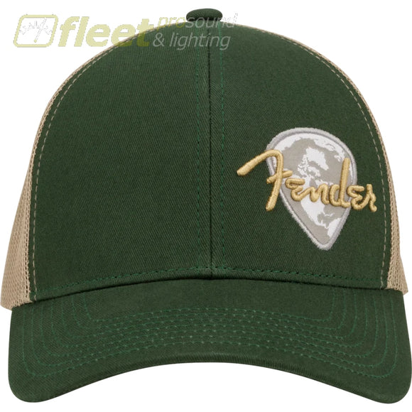 Fender Logo Globe Pick Patch Hat Green/Khaki One Size CLOTHING