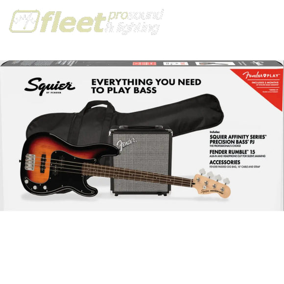 Fender Squier – Affinity PJ Bass Pack w/ Gig Bag – 3 Colour Sunburst – 0372980000 BASS STARTER PACKS