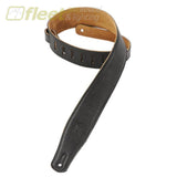 Levy’s M26GF-BLK 2 1/2″ Padded Garment Leather Guitar Strap Black With Natural Suede Backing. STRAPS
