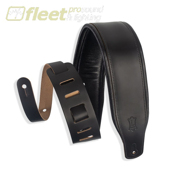 Levy’s M26PD-BLK Favourite Padded Black Leather Guitar Strap 3 STRAPS