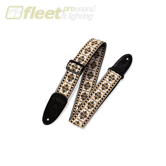 Levy’s M8HT-07 2” woven guitar strap with Diamond – Gold & White motif STRAPS
