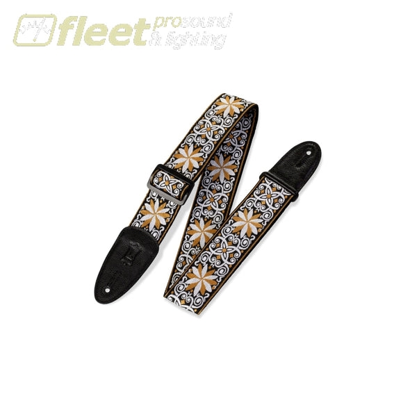 Levy’s M8HT-13 2” woven guitar strap with Floral – Yellow & White motif STRAPS