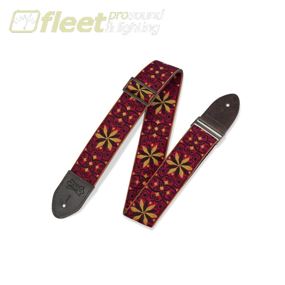 Levy’s M8HTV-21 2 Jacquard Weave Hootenanny Guitar Strap Red Gold Black Pattern STRAPS
