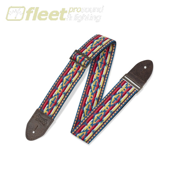 Levy’s M8HTV-22 2 Jacquard Weave Hootenanny Guitar Strap Yellow Blue Red Pattern STRAPS