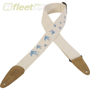 Levy’s MC8U-006 2″ wide cotton guitar strap White with Blue Birds STRAPS