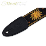 Levy’s MPJG-SUN-BLK 2” woven guitar strap with Yellow-on-Black Sun motif STRAPS