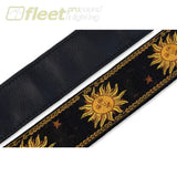 Levy’s MPJG-SUN-BLK 2” woven guitar strap with Yellow-on-Black Sun motif STRAPS
