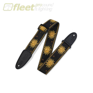 Levy’s MPJG-SUN-BLK 2” woven guitar strap with Yellow-on-Black Sun motif STRAPS