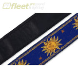 Levy’s MPJG-SUN-BLU 2” woven guitar strap with Yellow-on-Blue Sun motif STRAPS