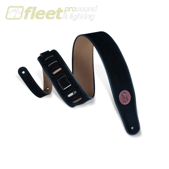Levy’s MSS3-BLK 2 1/2″ Black Suede Guitar Strap With Suede Backing And Black Piping STRAPS