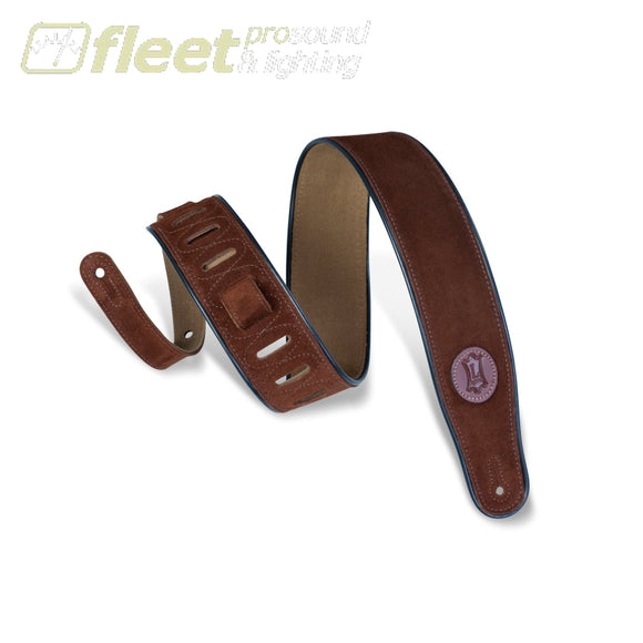 Levy’s MSS3-BRN 2 1/2″ Brown Suede Guitar Strap With Suede Backing And Black Piping STRAPS