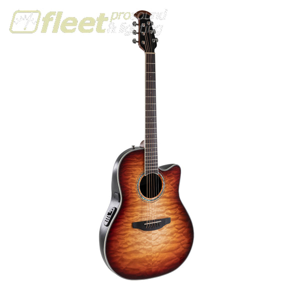 Ovation CS24X 7C Celebrity Standard Exotic Quilt Maple Acoustic / Electric Guitar Cognac Burst / Natural Gloss 6 STRING ACOUSTIC