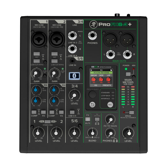 Mackie ProFX6v3+ 6-Channel Mixer w/ enhanced FX, USB & Bluetooth