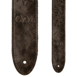 PRS 2” PRS Leather Strap, Embossed Birds, Worn Black 113010-044
