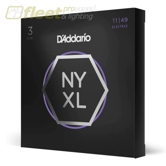 D’Addario NYXL1149 Nickel Wound Electric Guitar Strings Medium 11-49 3 Pack GUITAR STRINGS