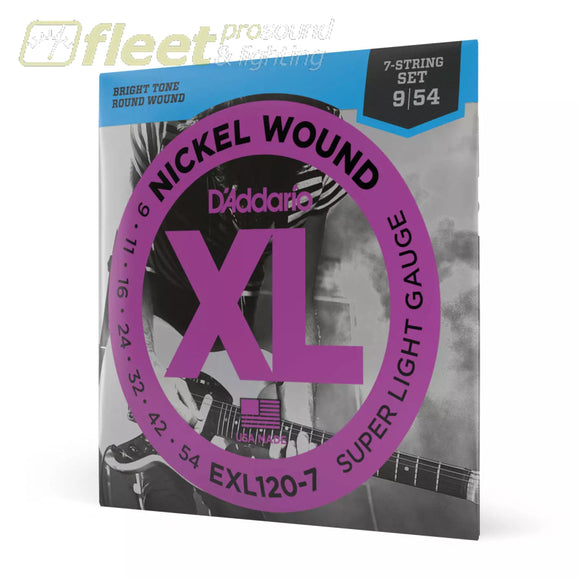D’Addario EXL120-7 Super Light 7-String Electric Guitar Strings 9-54 GUITAR STRINGS - ELECTRIC