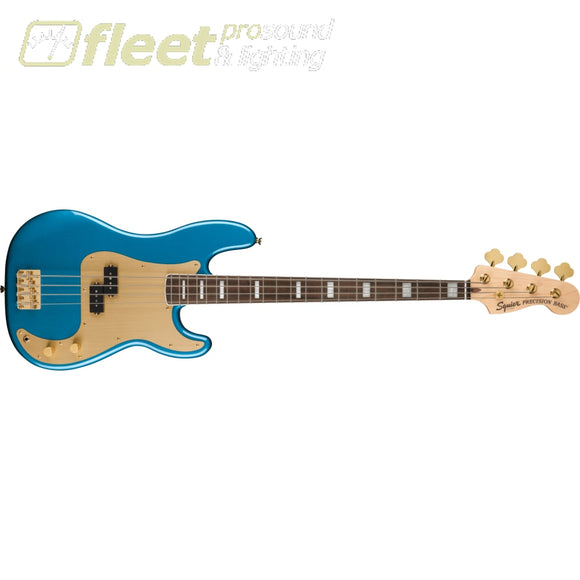 Fender Squier 40th Anniversary Precision Bass® Gold Edition Laurel Fingerboard Gold Anodized Pickguard Lake Placid Blue 0379430502 4 STRING 