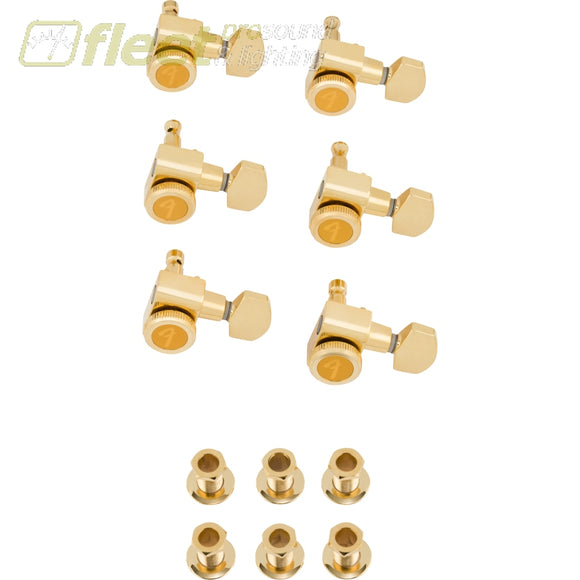Fender 0990818200 Locking Stratocaster®/Telecaster® Staggered Tuning Machines (Gold) (6) GUITAR PARTS