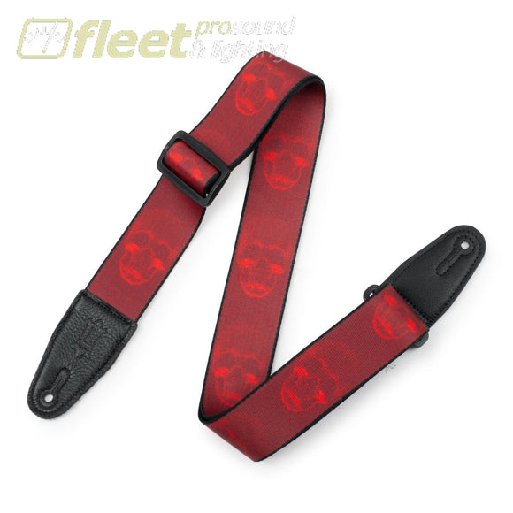 Levy’s MPD2-114 - 2 Polyester Guitar Strap with Dark Red & Red Scanned Skull Motif STRAPS