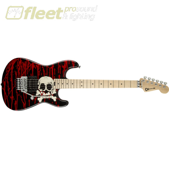 Charvel 2969171590 Warren DeMartini Signature Pro Mod Blood and Skulls Maple Fingerboard Guitar - Blood and Skulls LOCKING TREMELO GUITARS