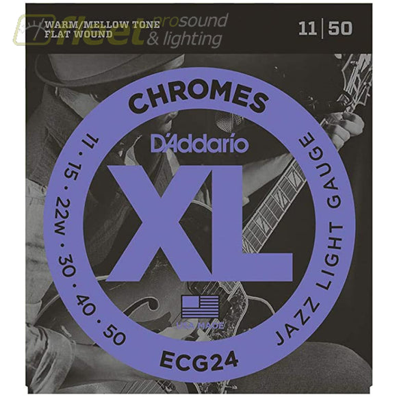 D’Addario ECG24 - Chromes Flat Wound JAZZ LIGHT 11-50 GUITAR STRINGS