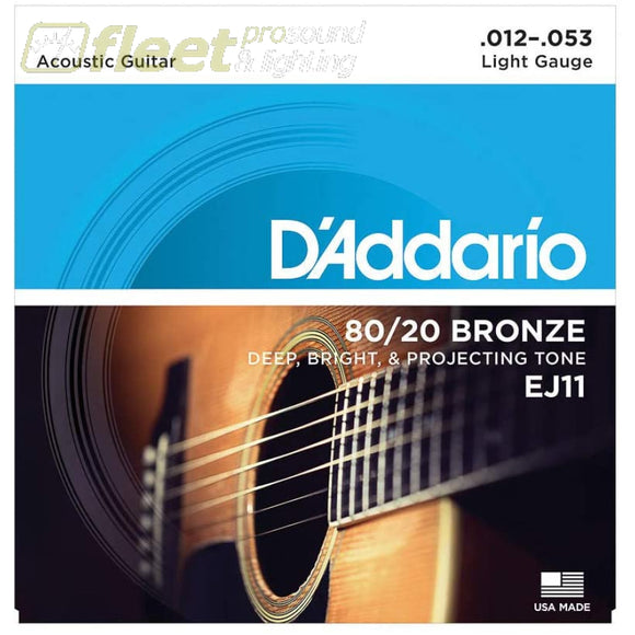 D’Addario EJ11 - 80/20 Bronze Light 12-53 Guitar Strings GUITAR STRINGS