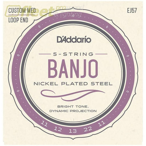 D’Addario EJ57 Nickel Plated Steel Banjo Strings BANJOS