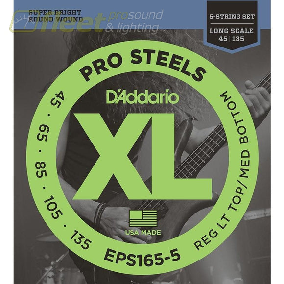 Daddario Eps165-5 Prosteels 5-String Bass Custom Light 45-135 Long Scale Bass Strings