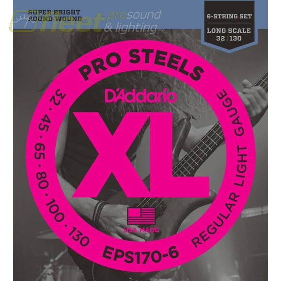 Daddario Eps170-6 Prosteels 6-String Bass Light 32-130 Long Scale Bass Strings