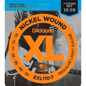 Daddario Exl110-7 Nickel Wound 7-String Regular Light 10-59 Guitar Strings