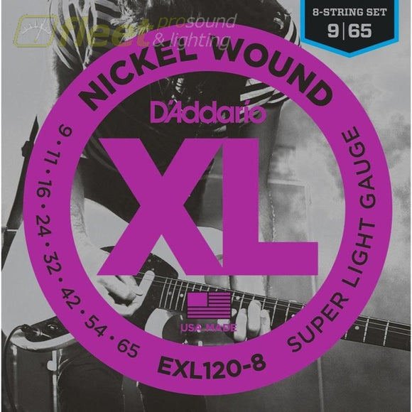 Daddario Exl120-8 Nickel Wound 8-String Super Light 9-65 Guitar Strings