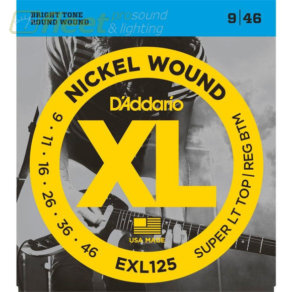 Daddario Exl125 Nickel Wound Super Light Top/ Regular Bottom 9-46 Guitar Strings