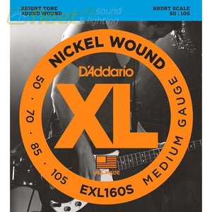 Daddario Exl160S Nickel Wound Bass Medium 50-105 Short Scale Bass Strings