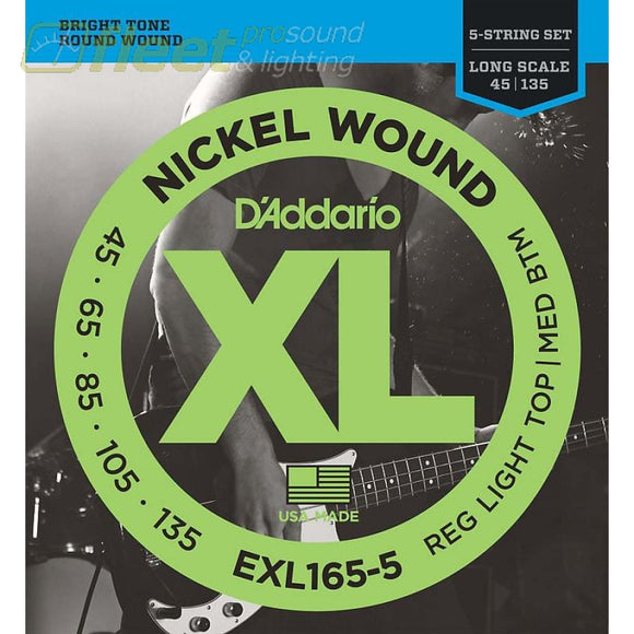 D’Addario EXL165-5 - D’addario Bass Xl Nckl Long Scale 5-stg 45-135 - EXL165-5 BASS STRINGS