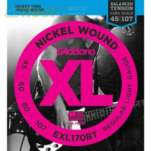 DAddario EXL170BT Nickel Wound Balanced Tension Bass Guitar Strings - Lite Guage - Long 45 to 107 BASS STRINGS