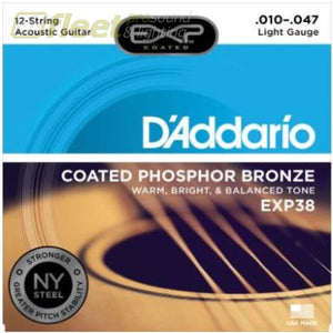 D’Addario EXP38 Phosphor Bronze Coated 12-String Acoustic Set Light GUITAR STRINGS