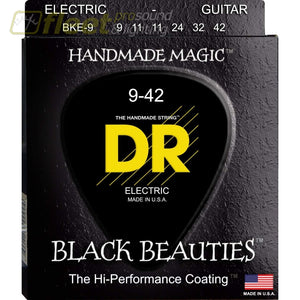 DR Strings BKE-9 Black Beauties K3 Coated Electric Guitar Strings Light Gauge 9-42 GUITAR STRINGS