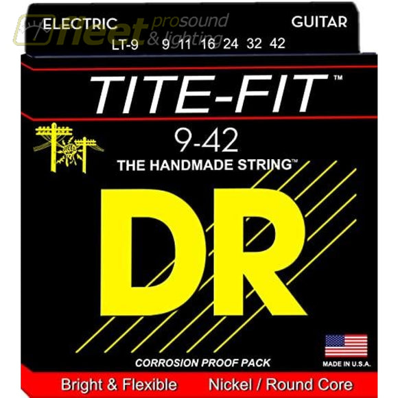 DR Strings LT-9 Tite-Fit Compression Wound Nickel Plated Electric Guitar Strings Light Gauge 9-42 GUITAR STRINGS